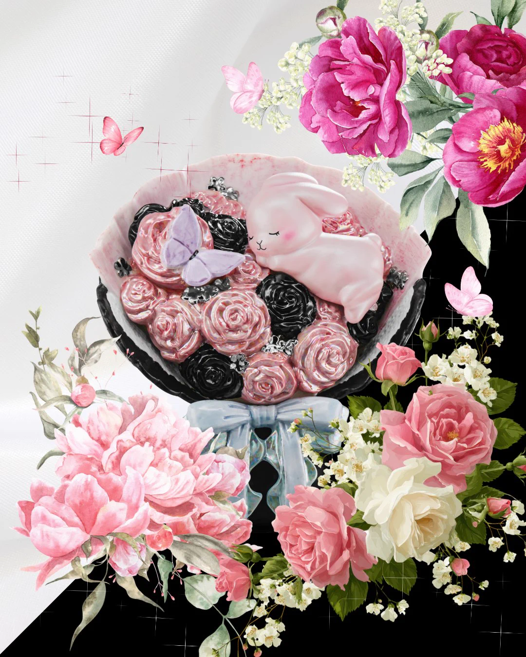 フラワーラビットデキャンタ Moon decanter うさぎ 飾り ボトル Flower