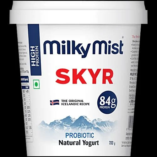 noheeriye's tweet photo. These 2 products are keeping me alive. You can barely taste the protein powder if you whisk it nicely in the skyr. 

Add some fruits + granola, and it's easily 45 grams of protein that tastes like dessert. https://t.co/5lAkd6o8fG