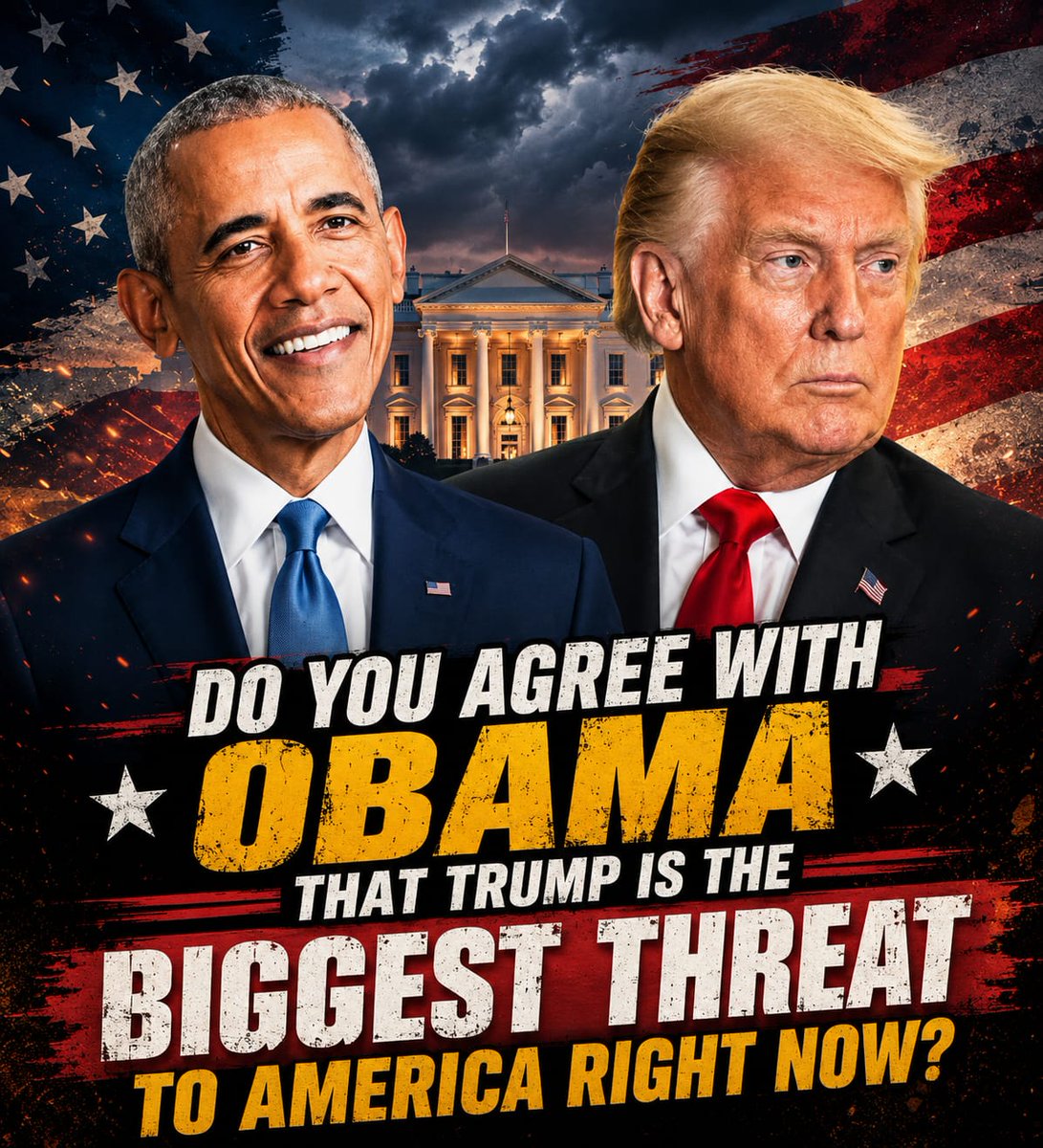 ReaNanny99425's tweet photo. Do you agree with OBAMA that TRUMP is the biggest threat to America right now? https://t.co/A7t2ZbM5y1