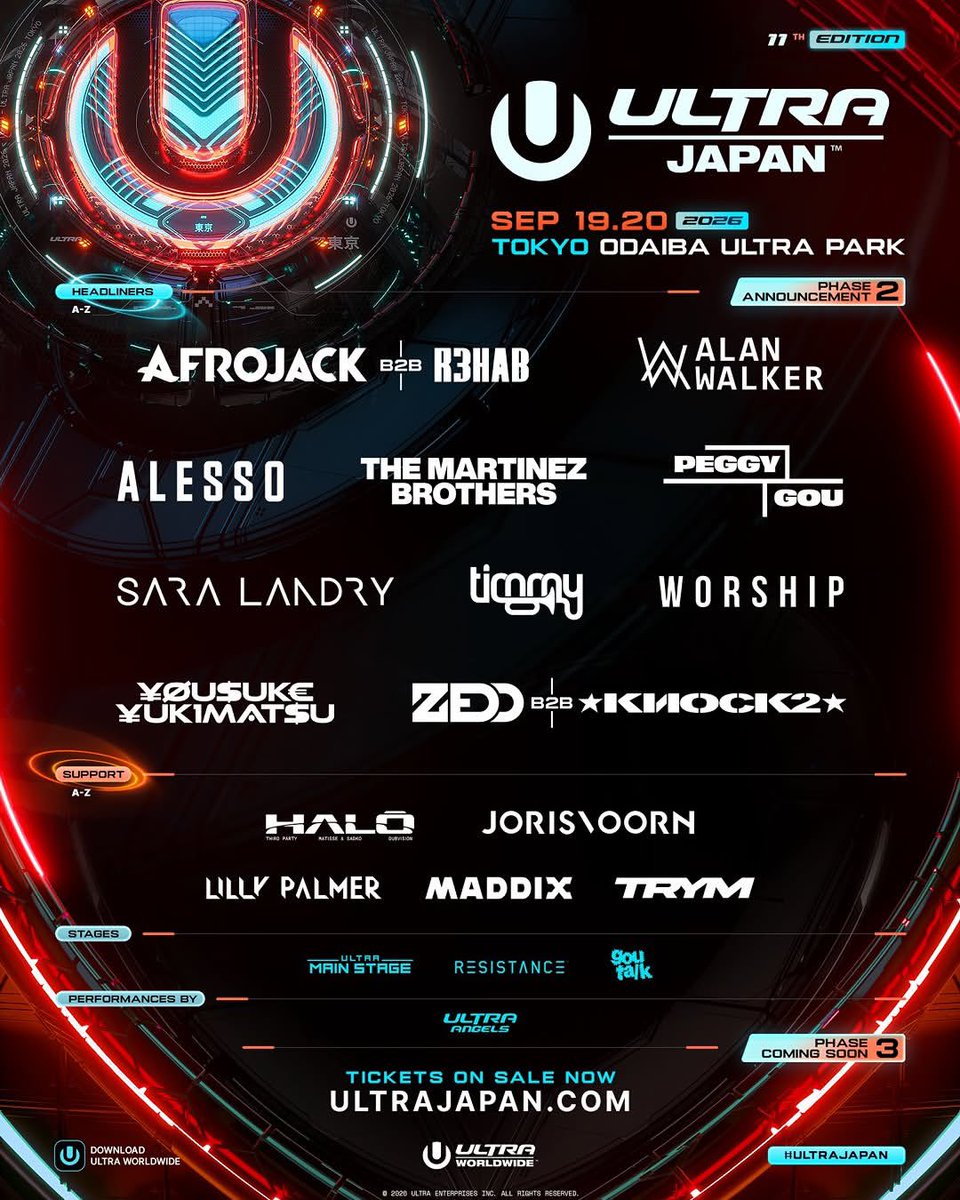 Festseasonmedia's tweet photo. Ultra Japan
Phase 2 Line Up

September 19 + 20 https://t.co/13wzUZkAW9