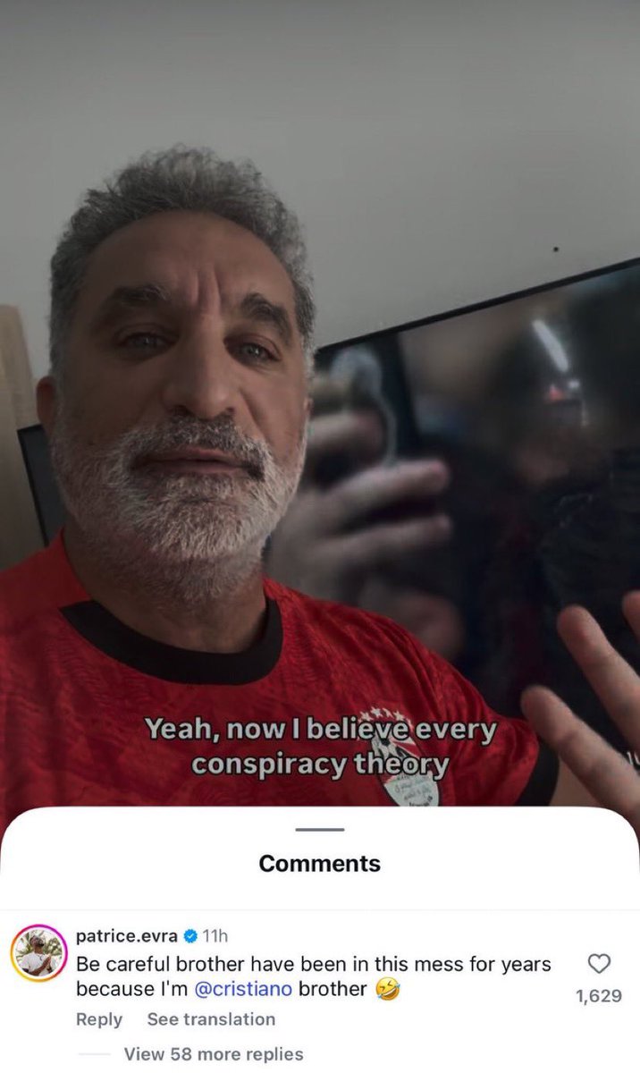 onzemasr's tweet photo. 🗣️Patrice Evra répond à une vidéo de Bassem Youssef 🇪🇬 (Humoriste) qui parle du scandale et du soutien que Messi reçoit de la FIFA :

« Fais attention, mon frère, parce que j’ai été dans ce pétrin pendant des années parce que je suis le frère de Cristiano Ronaldo. » https://t.co/fLxk1tPojP