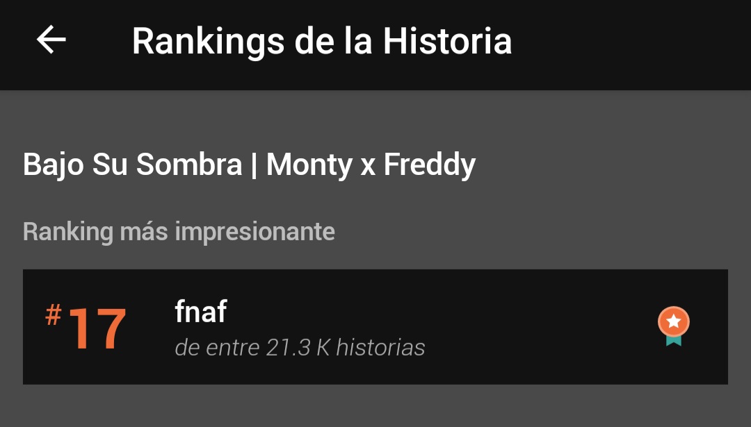dvilmoth's tweet photo. primera vez que me beneficia un algoritmo 😭❤️ mi fic #monteddy es la recomendación número 17 de 21.3K historias de #fnaf en wattpad, es una locura

al menos lo es para mí, solo quería guardar esto como recuerdo :) https://t.co/tgcbIiUz99