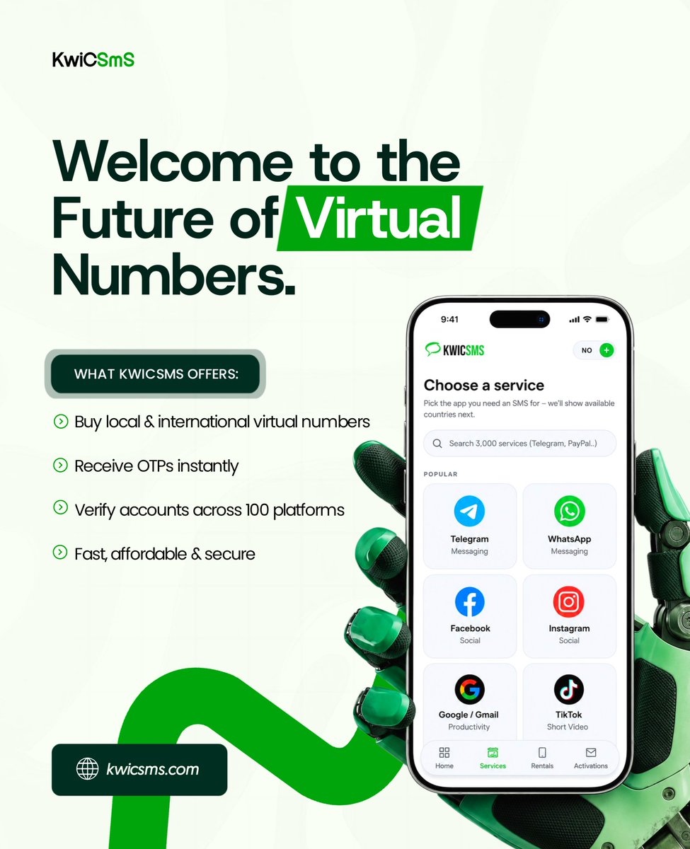 Jeje_Nuel's tweet photo. Designed these clean and engaging promotional creatives for KwiCSmS—a platform that makes purchasing virtual numbers simple, fast, and reliable.
Focused on creating visuals that clearly communicate the brand's value while maintaining a modern look https://t.co/O8Y6RKyNAW