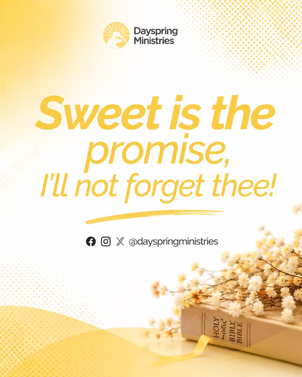 _dayspring1's tweet photo. Sweet is the promise, I’ll not forget thee!” 💛

If life has made you feel forgotten, remember this: God hasn’t forgotten your name. His timing is always perfect.

He remembers you. #Godhears! #NATO https://t.co/CoWoLdHzQS