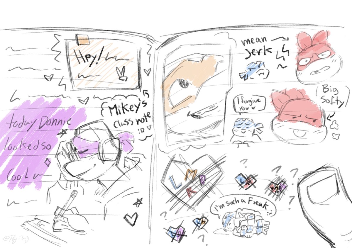 Pey_Wig's tweet photo. IS THAT MY DIARY!?📓🐢

#Tcest #raphanardo #leoraph #Mitello #leotello https://t.co/y76VLkMUaP