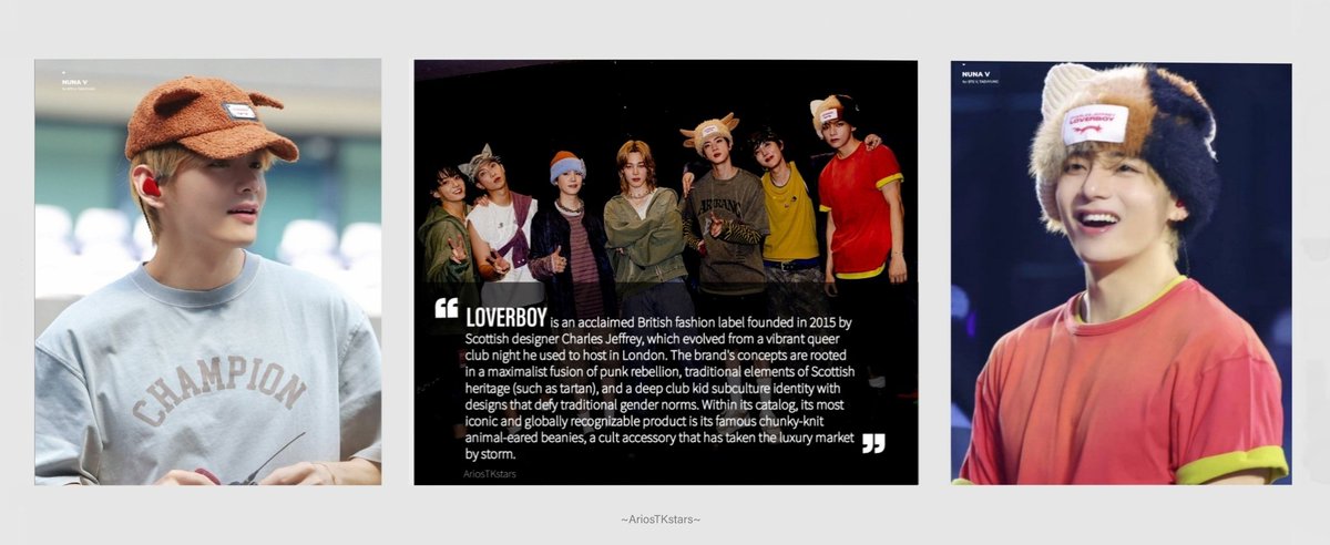 AriosTKstars's tweet photo. The beanies with little ears that BTS wore for their concerts in London are from "LOVERBOY."

#V #Jk #BTS_

(PC: mrcharlesjeffrey / Nuna_V / BH) https://t.co/TOaZxciD5y