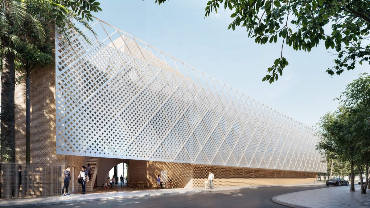Jujonomi87's tweet photo. ☪️Así será la gran mezquita de Sevilla que estará en el Polígono Sur. Se ha apostado por un proyecto de Vázquez Consuegra, más contemporáneo y no tan historicista como el anterior, con guiños estéticos a monumentos de la ciudad con adornos romboidales inspirados en los paños de sebka de la Giralda así como arcos de ladrillo que recuerdan a los caños de Carmona o las atarazanas. El alminar medirá unos 30 metros.

Ojalá los radicales e intolerantes de esta ciudad no consigan frenar este proyectos tan interesante para la comunidad musulmana de la ciudad.