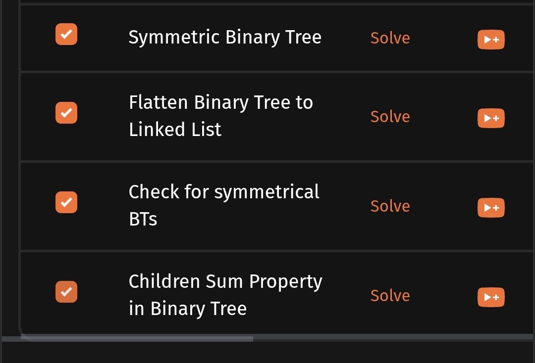 manyaa_04's tweet photo. Day 39 of #SDESheetChallenge

Solved:
Symmetric Binary Tree
Flatten Binary Tree to Linked List
Check for Symmetrical Binary Trees
Children Sum Property in Binary Tree

@takeUforward_ @striver_79 @OrionAnkit https://t.co/OK6VCGLUKQ