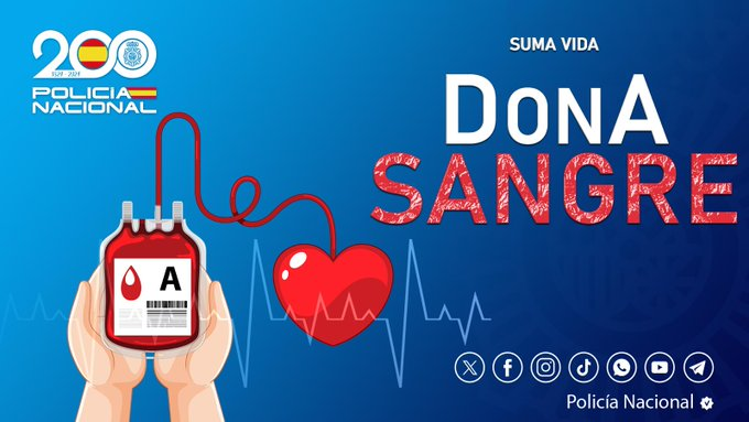 policia's tweet photo. Hay servicios que no se detienen en #verano 
🏥Los hospitales son un claro ejemplo de ello

🩸Hay necesidades que no se van de #vacaciones 

Las reservas de #sangre caen en estas fechas😓
Por eso, un pequeño gesto significa tanto💝

#DonaSangre #DonaVida https://t.co/StnkB2kM1h