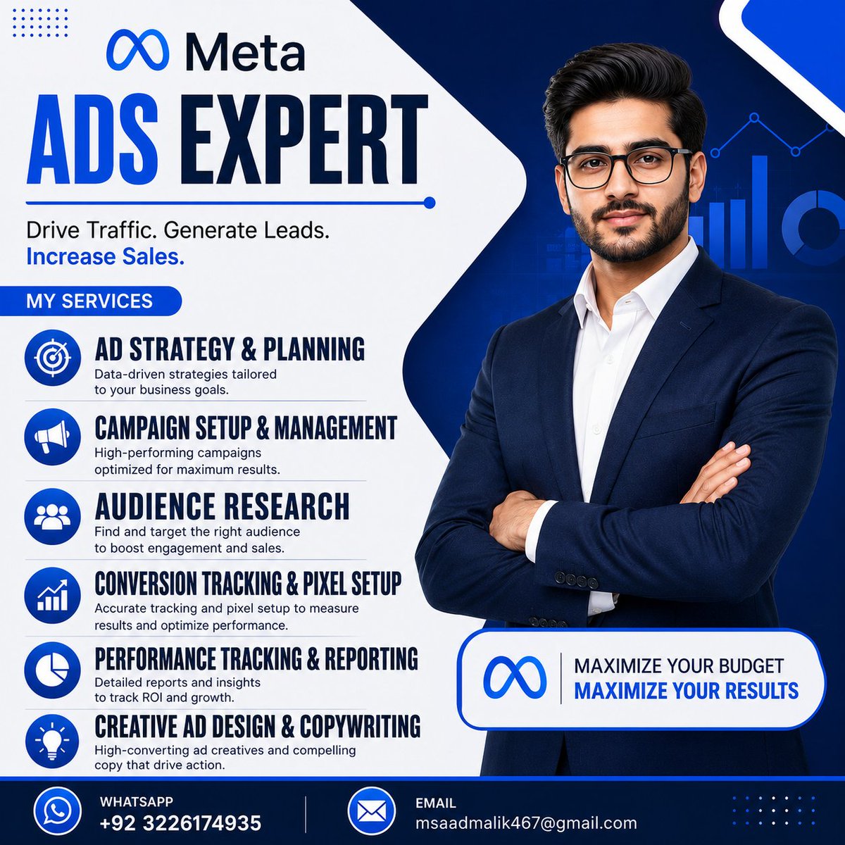smmbysaad's tweet photo. Meta Ads Expert | Scale Your Business with High-Converting Facebook &amp; Instagram Advertising
WhatsApp: +92 3226174935
Email: msaadmalik467@gmail.com https://t.co/ouY3MuPKMC