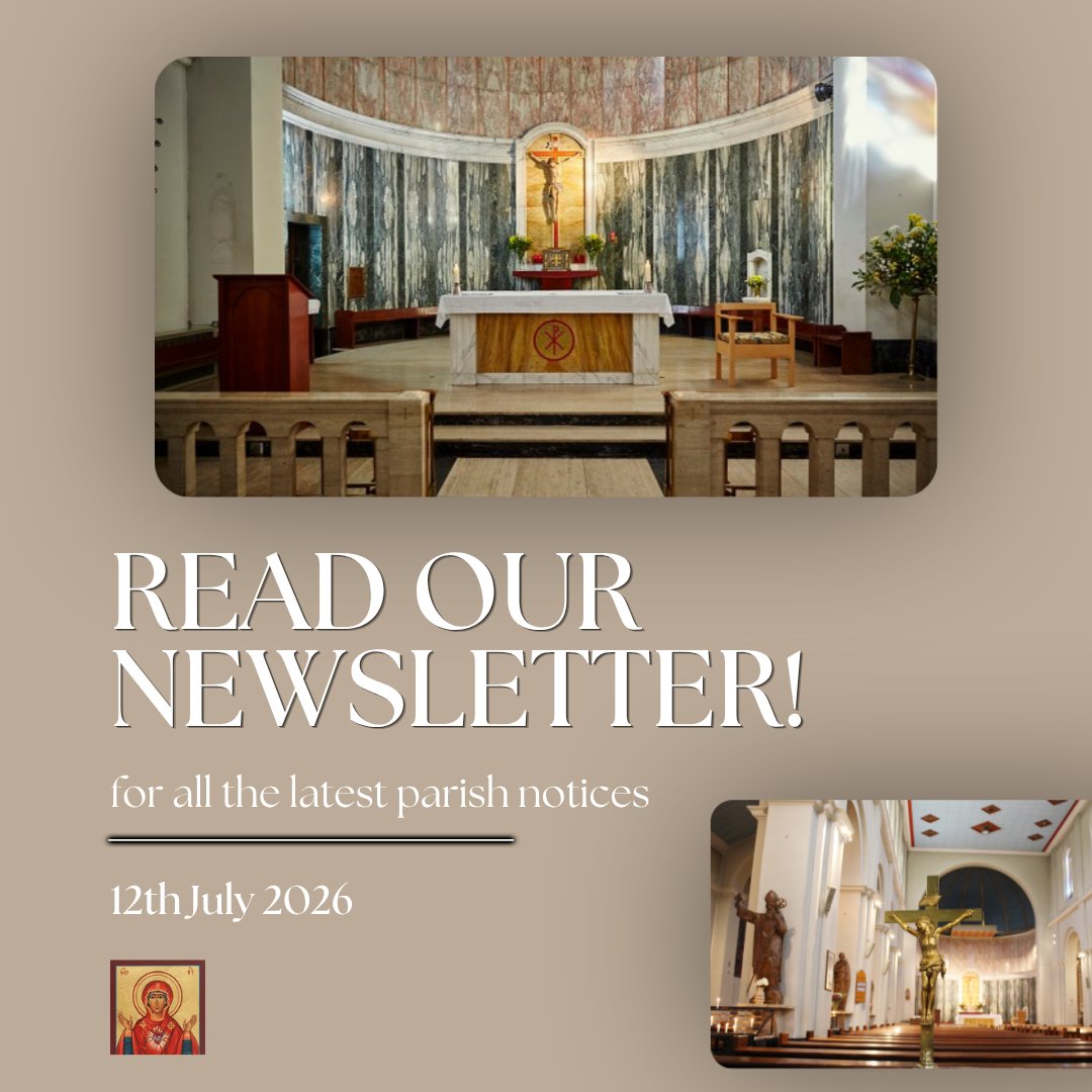 E9Catholic's tweet photo. Read our latest newsletter! 👇 

Download a copy of this week's newsletter including information on Mass times, prayer intentions and an update on new Mass books. 

Download: https://t.co/AlNCmr3ztb 

#catholicchurch #hackney https://t.co/ORwL4jThzf