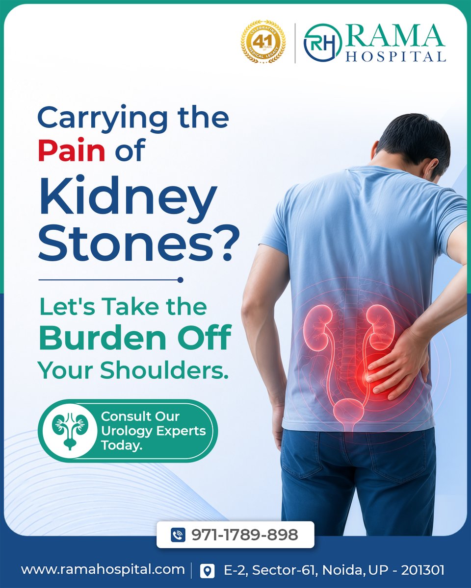 RamaHospital_RH's tweet photo. Kidney stone pain won't go away on its own. Don't ignore the signs.

Expert urology care at Rama Hospital, Noida. 

📞 9711789898. 

Book your consultation today:https://t.co/Z4J54JaoFk

#KidneyStones #UrologyCare #RamaHospitalNoida #KidneyHealth #NoidaHospital https://t.co/4kAAsGPkFu
