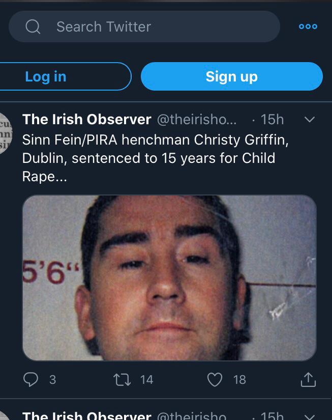 ColinN45775's tweet photo. @Just_a_b1oke @JamieBrysonLLB No not only the DUP they are not the worst all you have to do is look at the Irish Observer and the number of SF members convicted in Dublin courts child rapist and pedophiles who have been convicted so I surgest you look into SF record you will see a far more sickening account https://t.co/v1RMrEPa4N