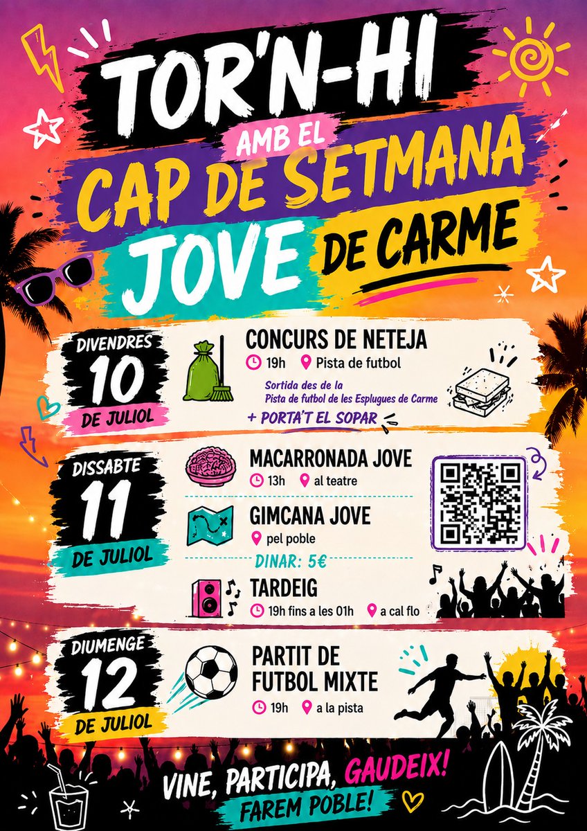 PelClima's tweet photo. Demà concurs de neteja a #Carme!
Participa i col·labora per fer de Carme un poble més bonic i sostenible 💚 hi haurà premis molt sucosos pels grups que recullin més brossa 😏 https://t.co/mmqydsylLN