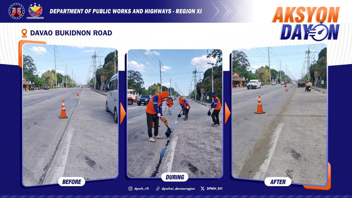 DPWH_R11's tweet photo. 𝐀𝐊𝐒𝐘𝐎𝐍 𝐃𝐀𝐘𝐎𝐍

Padayon nga nagpatuman ang Davao City DEO ug mga routine maintenance activities sa nagkalain-laing mga dalan sa dakbayan.

Para sa dugang detalye: https://t.co/oZ3G0IPoFw https://t.co/dyx0JsL1tj