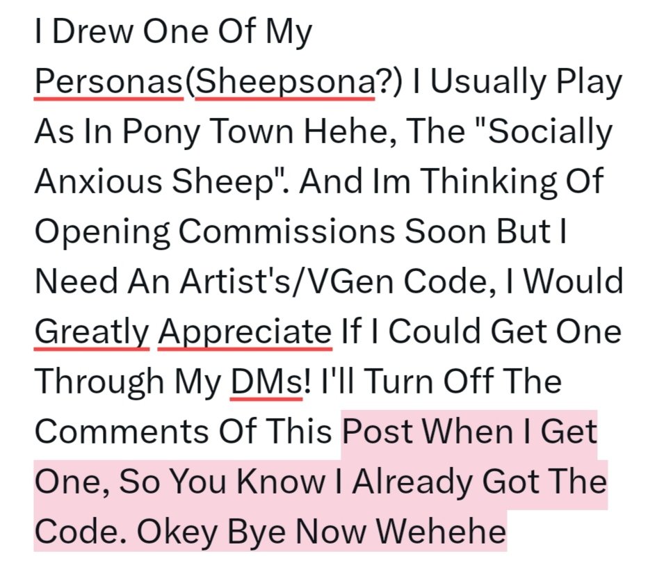 NebulaStarlet8's tweet photo. I Drew One Of My Personas(Sheepsona?) I Usually Play As In Pony Town Hehe, The "Socially Anxious Sheep". And Im Thinking Of Opening Commissions Soon But I Need An Artist's/VGen Code, I Would Greatly Appreciate If I Could Get One Through My DMs! (....)  #VGenCode #CommissionsOpen https://t.co/VadfFZctWL