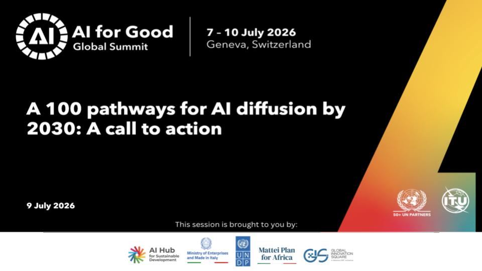 GIS_Impact's tweet photo. @GIS_Impact is proud to partner with @AIHub4SD, @UNDP, Mattei Plan for Africa, and @mimit_gov to host "100 Pathways for AI Diffusion by 2030: A Call to Action" at the @ITU AI for Good Summit 2026.

📍 Geneva | 🗓️ 9 July 2026

Follow this thread to know more about the session! https://t.co/hgqvyi7kch