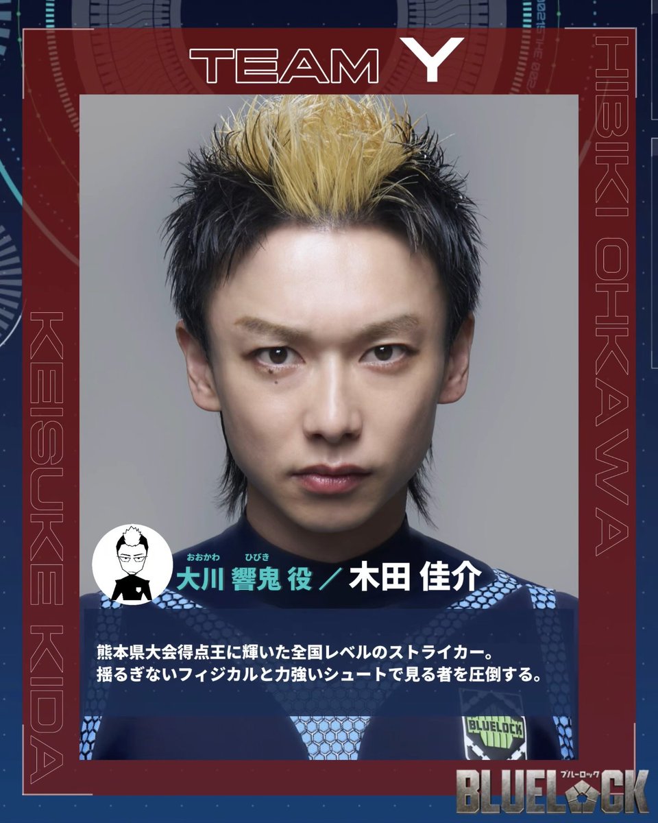 BLUELOCK_MOVIE's tweet photo. 𝐂𝐇𝐀𝐑𝐀𝐂𝐓𝐄𝐑 𝐅𝐈𝐋𝐄⚽️ᯓ‧₊
⎯⎯⎯⎯⎯⎯⎯⎯⎯⎯⎯⎯⎯⎯⎯⎯ 
𝙩𝙚𝙖𝙢 𝙔
大川響鬼 ː 木田佳介

映画『#ブルーロック』
8月7日(金)KICK OFF⚽

#エゴい https://t.co/ExJwkDLd3H