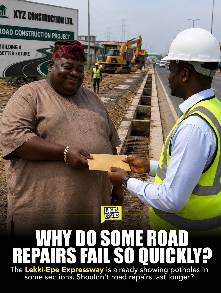 Mylagosupdates's tweet photo. Roads are one of the biggest public investments we make.

So when recently repaired sections begin to show signs of deterioration, it’s reasonable for residents to ask why.

Is it Incompetence? Poor supervision? Corruption? Is it drainage? Construction quality? Maintenance? Heavy traffic? Or a combination of factors?

Building roads is important.

Building roads that last is even more important.

What do you think is the biggest reason some roads in Lagos deteriorate so quickly?

Should we give the road project to Agberos instead?