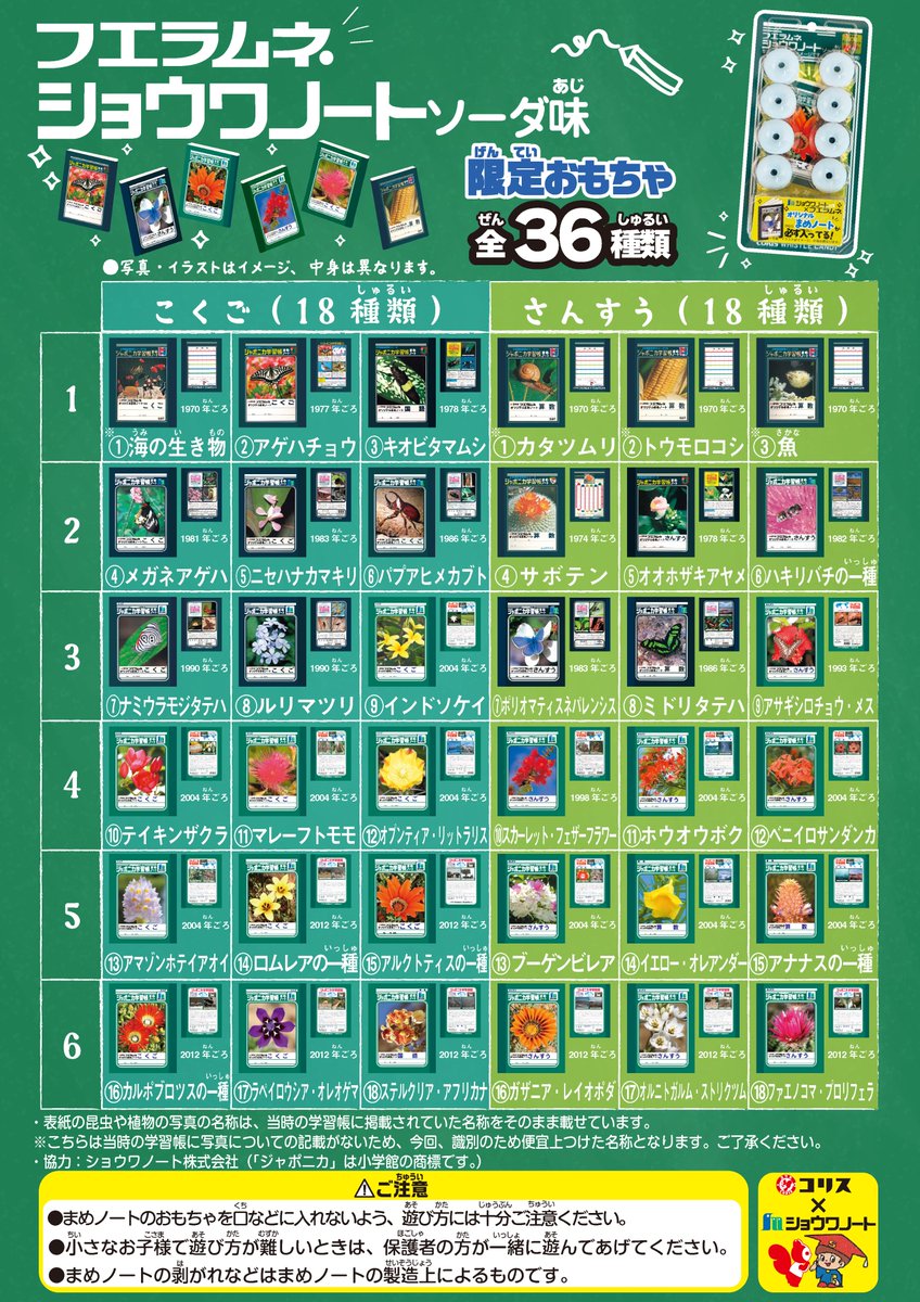 convenichecker's tweet photo. コリス「フエラムネ ショウワノート ソーダ味」がセブンイレブンで発売、ジャポニカ学習帳デザインのリアルな“豆ノート”が全36種登場!  https://t.co/pnkZYCsIWC 

“こくご”デザインが18種、“さんすう”デザインが18種

＃セブンイレブン ＃フエラムネ ＃ミニチュア ＃豆本 ＃ラムネ ＃コリス https://t.co/iUGnaFjNSL