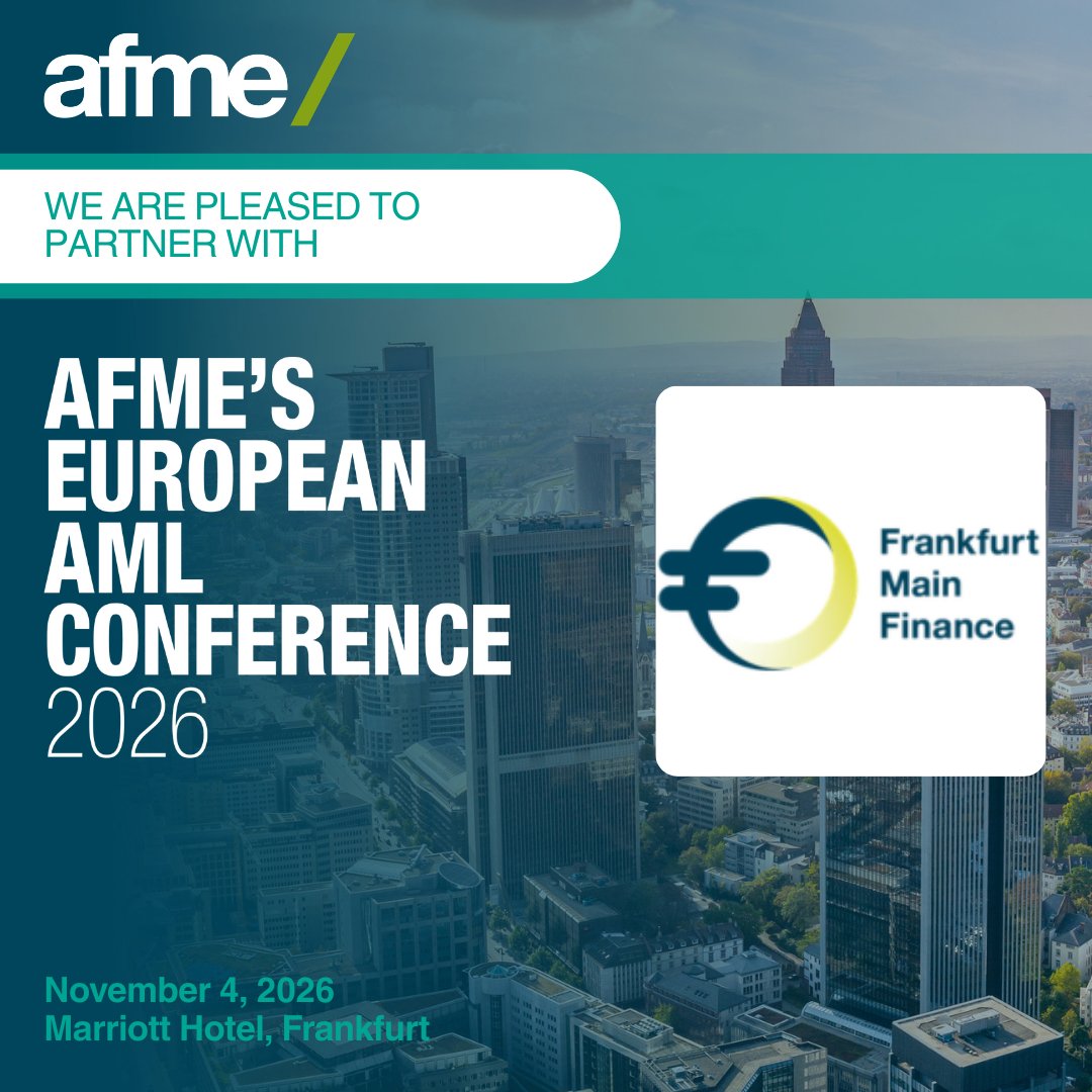 FMFdigital's tweet photo. We are pleased to partner with @AFME_EU for AFME’s European AML Conference 2026, taking place on the 04 November 2026.

Register now with promocode FMF15 and save 15%: https://t.co/c8HibJRk0T 

#AML2026 https://t.co/Z1kFGoBj5u