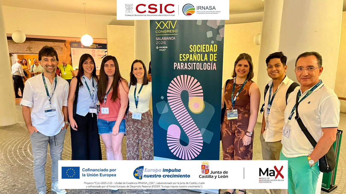 irnasa_csic's tweet photo. 🔬 El Grupo de Parasitosis de la Ganadería y Zoonosis Parasitarias del #IRNASA-CSIC participa esta semana en el XXIV Congreso de la Sociedad Española de #Parasitología, que se celebra en #Salamanca, con varias comunicaciones orales. https://t.co/YDkfcLjSYS