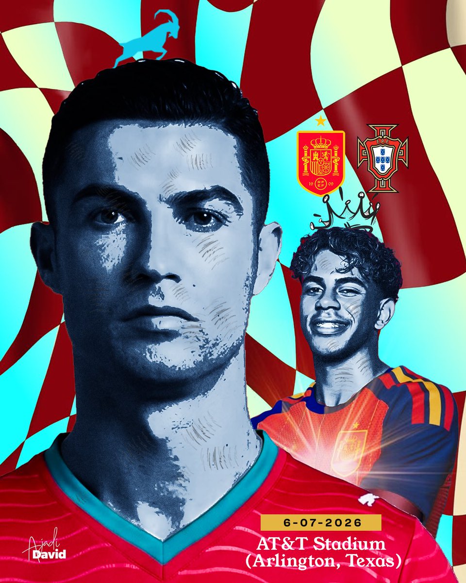AjadiDavid_'s tweet photo. World cup series : Poster 9
I couldn’t finish this before the match because of other task at hand but HERE WE GO

Ronaldo vs Yamal

#photoshop #portuga #goat #fifa #wolrdcup https://t.co/DE8NqISKBt