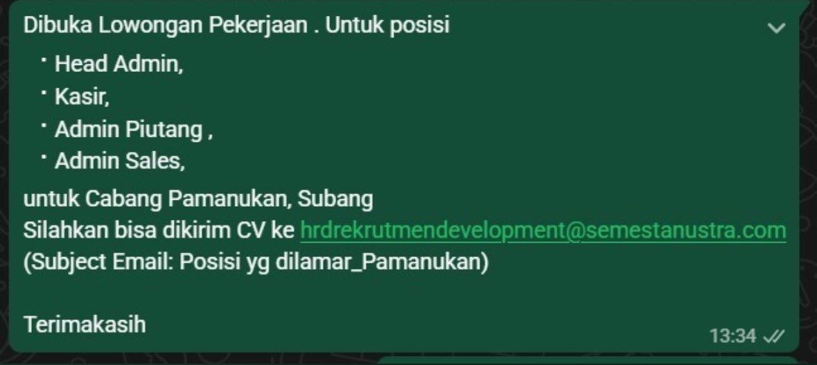 thomhade's tweet photo. Loker Subang https://t.co/ysh2tqAd0W