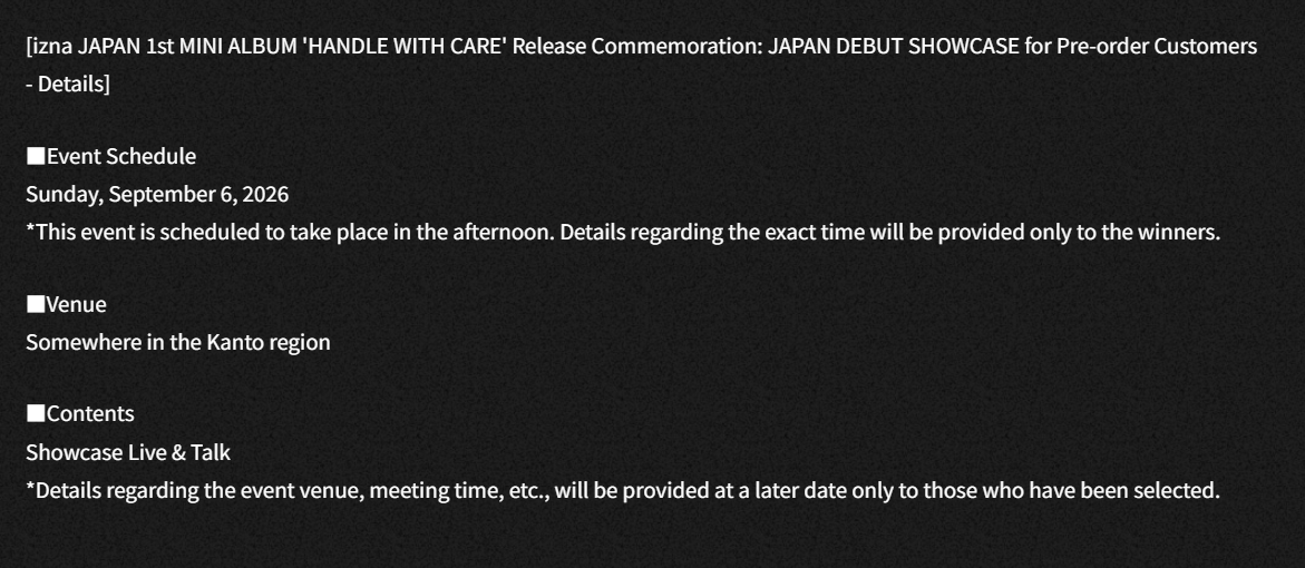 iznavibe's tweet photo. izna will hold a Japan Debut Showcase on September 6th to commemorate the release of their 1st Japanese Mini Album 'HANDLE WITH CARE'

#izna #이즈나 @izna_offcl https://t.co/kZ3ZMhcU0M