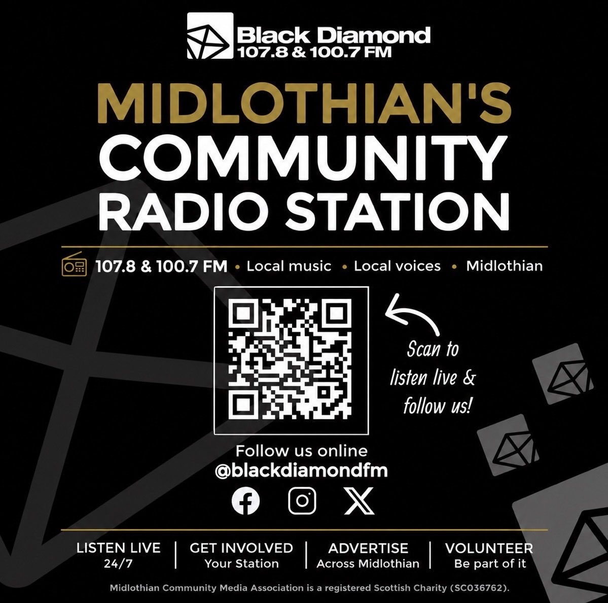 blackdiamondfm's tweet photo. 📻 Tune in on 107.8 FM or 100.7 FM
📱 Follow us @blackdiamondfm
🎧 Listen live, get involved, volunteer or advertise with us by scanning the QR code. https://t.co/sNu1vJTl5G