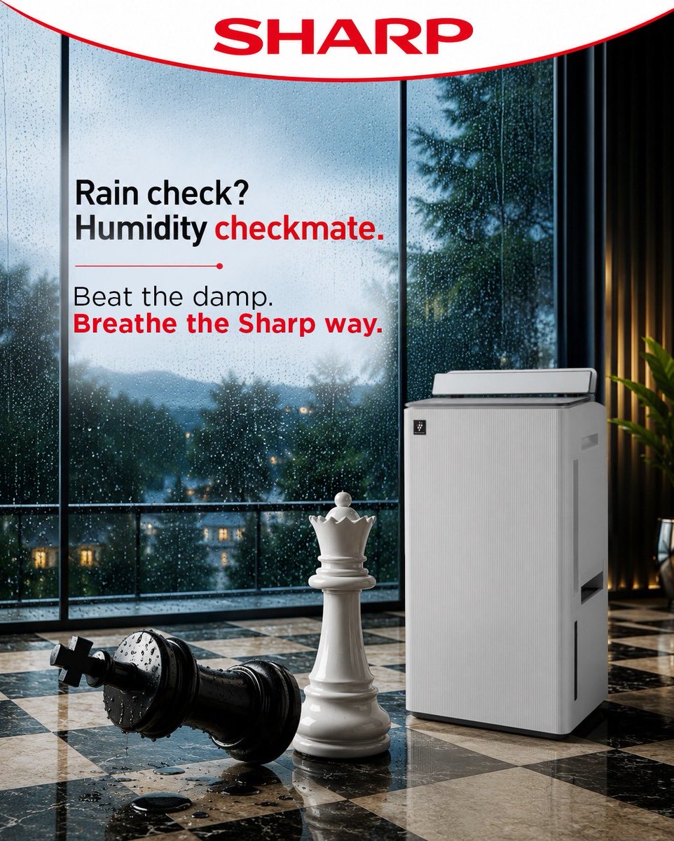 sharp_india_'s tweet photo. Keep your space fresh, dry, and breathable - rain or shine. ๐Experience comfort with Sharp Dehumidifier . ๐ง๏ธโจ
#SharpIndia #SharpIndiaAppliances #SharpDehumidifier #GoodbyeHumidity #DampnessGone https://t.co/bMDoBO27PJ