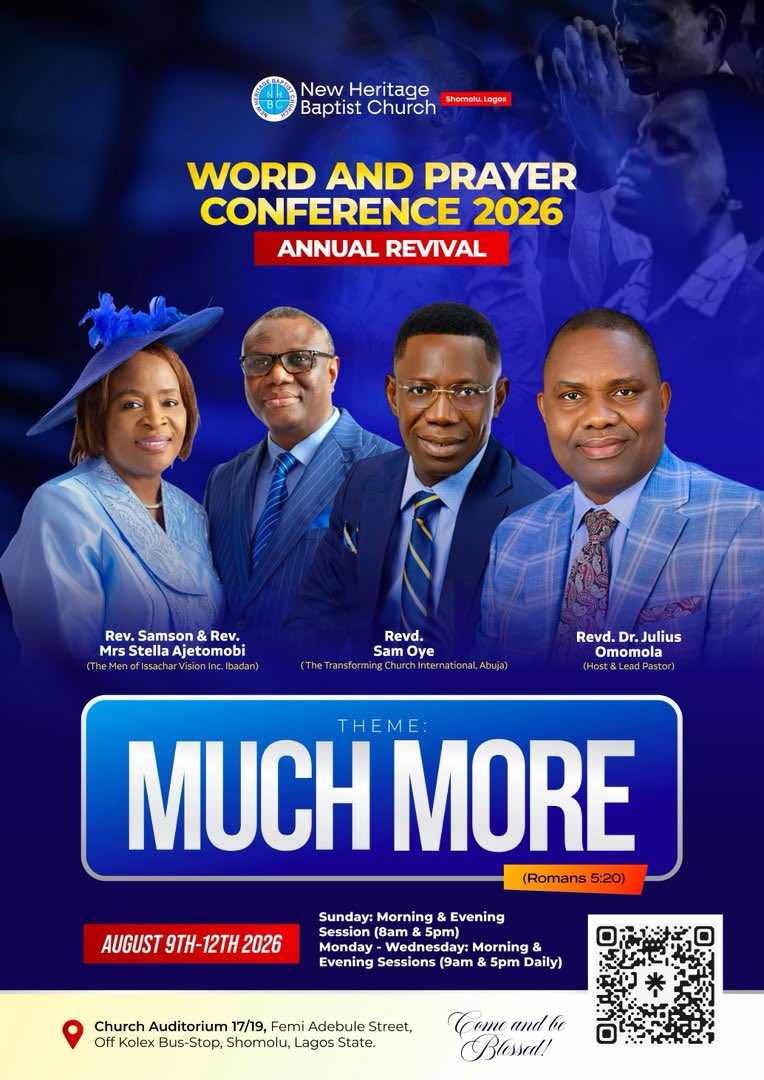 NHBCHQ's tweet photo. ⏰ ONE MONTH TO GO!

In just one month, we gather for Word and Prayer Conference 2026 (Annual Revival)—four unforgettable days of powerful worship, life-changing teaching, fervent prayer, and divine encounters.

#WPC2026 #MuchMore #AnnualRevival #NHBCHQ #WordAndPrayerConference https://t.co/8kXuWHjUbG
