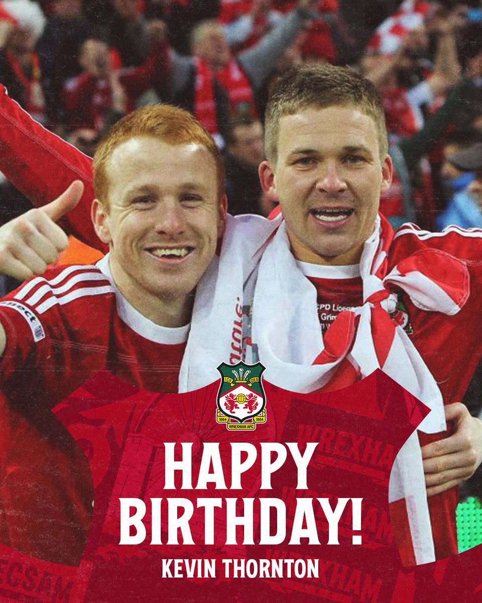 Wrexham_AFC's tweet photo. Wishing Kevin Thornton a happy birthday 🥳

The midfielder scored from the spot as we lifted the FA Trophy against Grimsby Town in 2013 at Wembley 🏆

🔴⚪ #WxmAFC https://t.co/pxIk9JRR9s