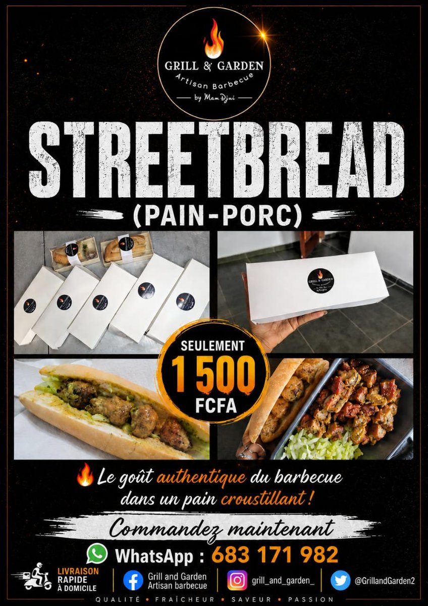 GrillandGarden2's tweet photo. La StreetBread est disponible du mardi au vendredi jusqu'à 12h
Afin de faciliter les livraisons, passez les commandes la veille ou au plus tard à 7h
Nous livrons dans la mesure du possible dans toute la ville

Yassa, face ancien pesage derrière Foka construction 
6 83 17 19 82 https://t.co/Z176ijV9HS
