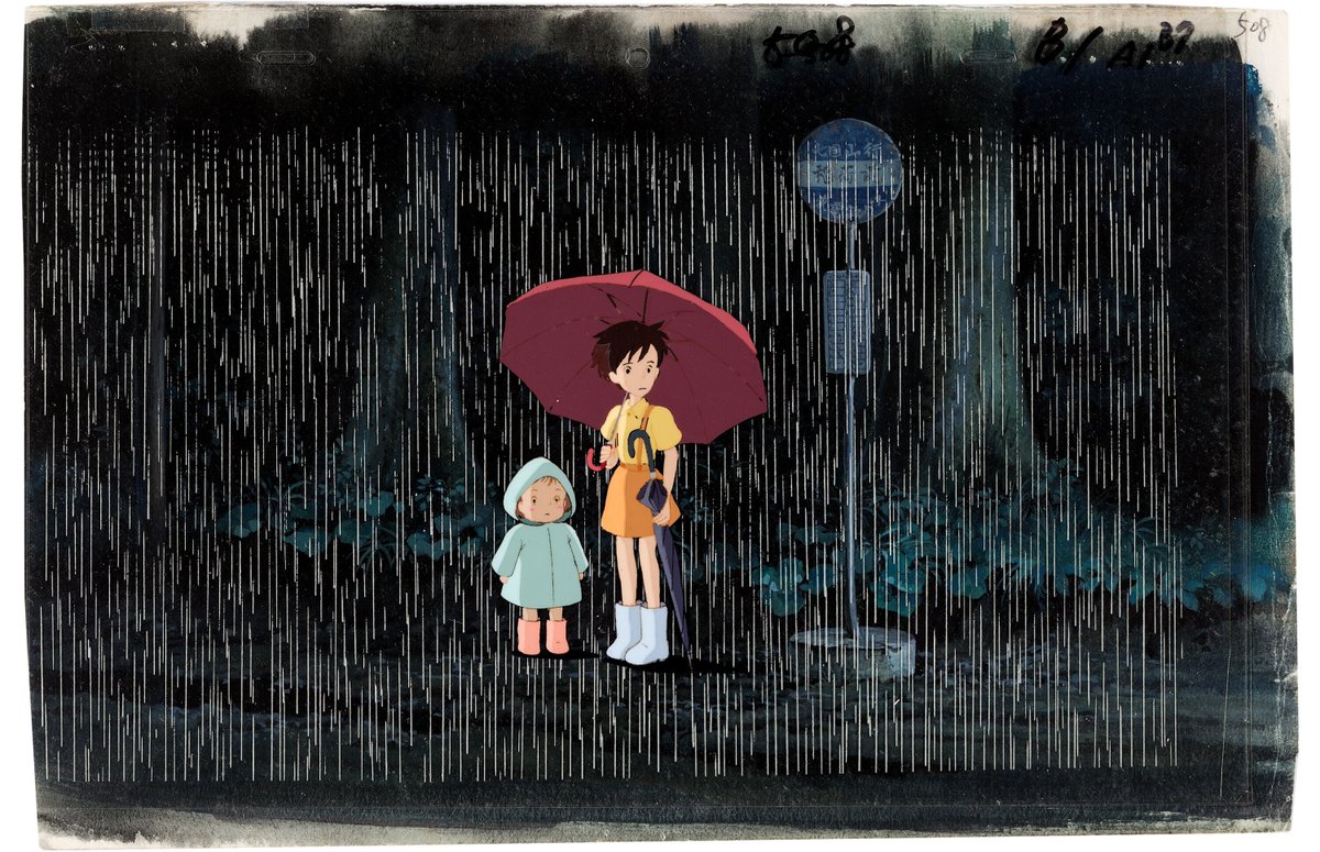 Adoomado's tweet photo. My Neighbor Totoro. Mei and Satsuki production cel setup with key master background (Studio Ghibli, 1988)

Master setup measures 14.5" x 9.5".

#となりのトトロ https://t.co/bMj86KS9a9