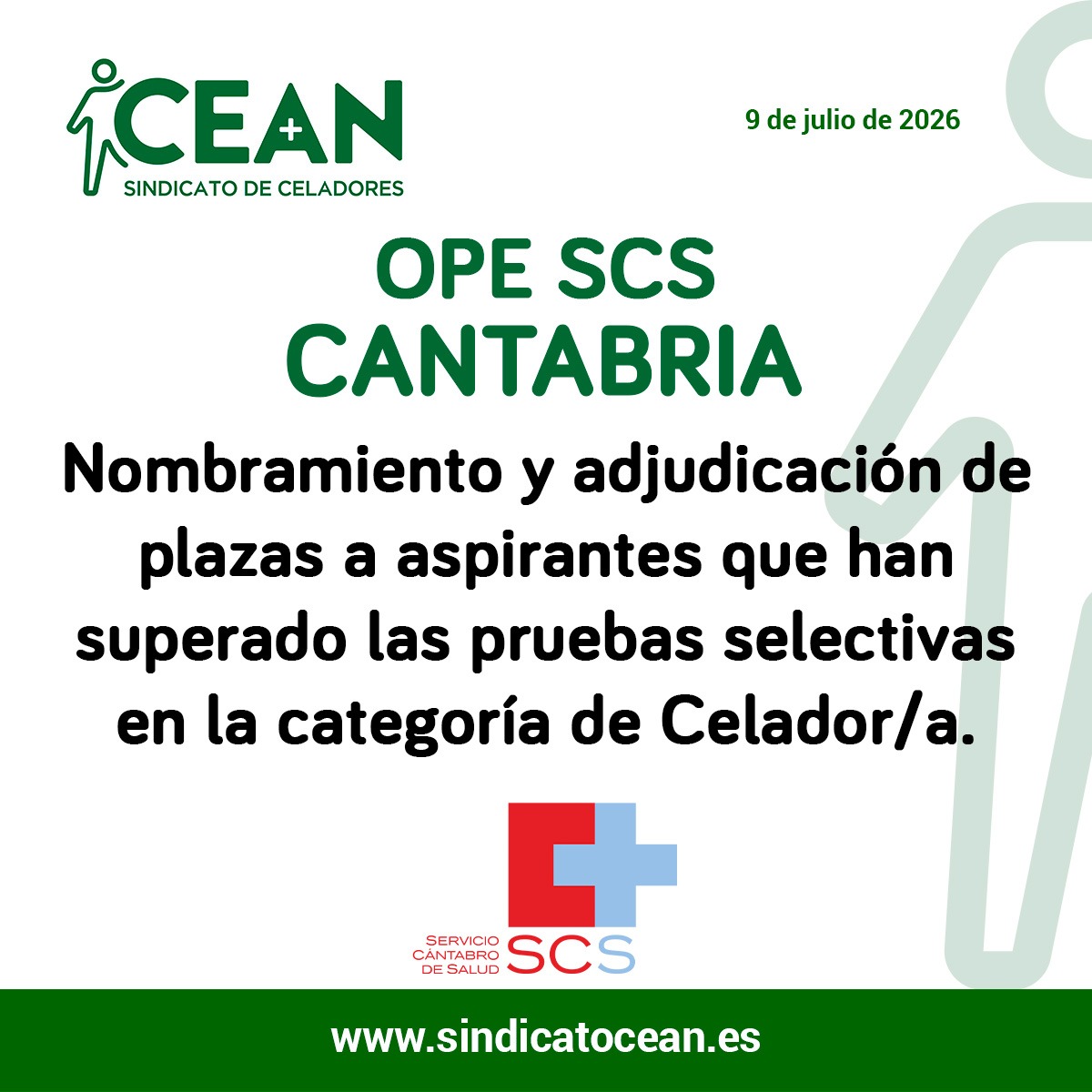 ceansindicato's tweet photo. 🗣 #CEANINFORMA:
OPE SCS | CANTABRIA | Nombramiento y adjudicación de plazas a aspirantes que han superado las pruebas selectivas en la categoría de Celador/a.
➕ INFO 👇
https://t.co/TSAI57616x
#Celador #Celadora
#CEAN #SomosTuSindicato https://t.co/htFIHhZ5PS