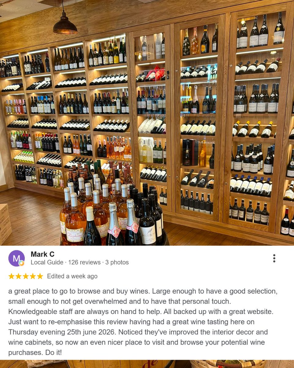 FineWinesCardif's tweet photo. After visiting our newly refurbished shop, Mark updated his Google review! 👀
Reviews like that mean a lot to us. If it's been a while since your last visit, come and see for yourself.
📍 Penarth Rd, Cardiff
🌐 https://t.co/EG3D7VM36e
# #CardiffWine #ShopLocal #WineMerchant https://t.co/C5aIATWyRR