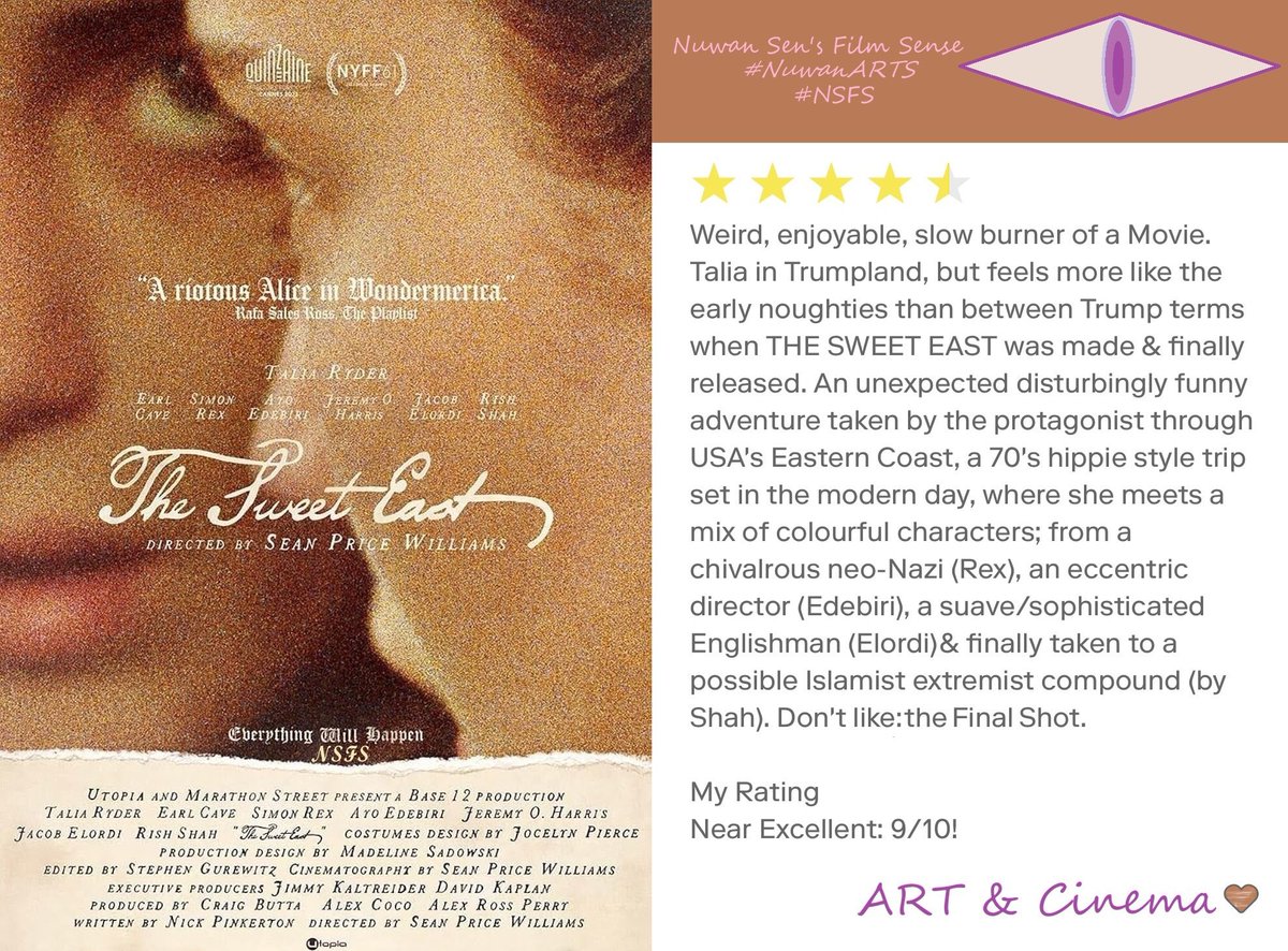 Nuwansenfilmsen's tweet photo. Rejoined #Mubi on #Saturday(#July4th)night,after a hiatus of almost #5months!Watched about an hour of #SeanPriceWilliams’directorial debut,THE SWEET EAST[2023]late that night!Took me #3days to finish it‼️Late #SaturdayNight,#Mondaynight&amp;finally #finished #watching it day before… https://t.co/pgLbbh2I2z