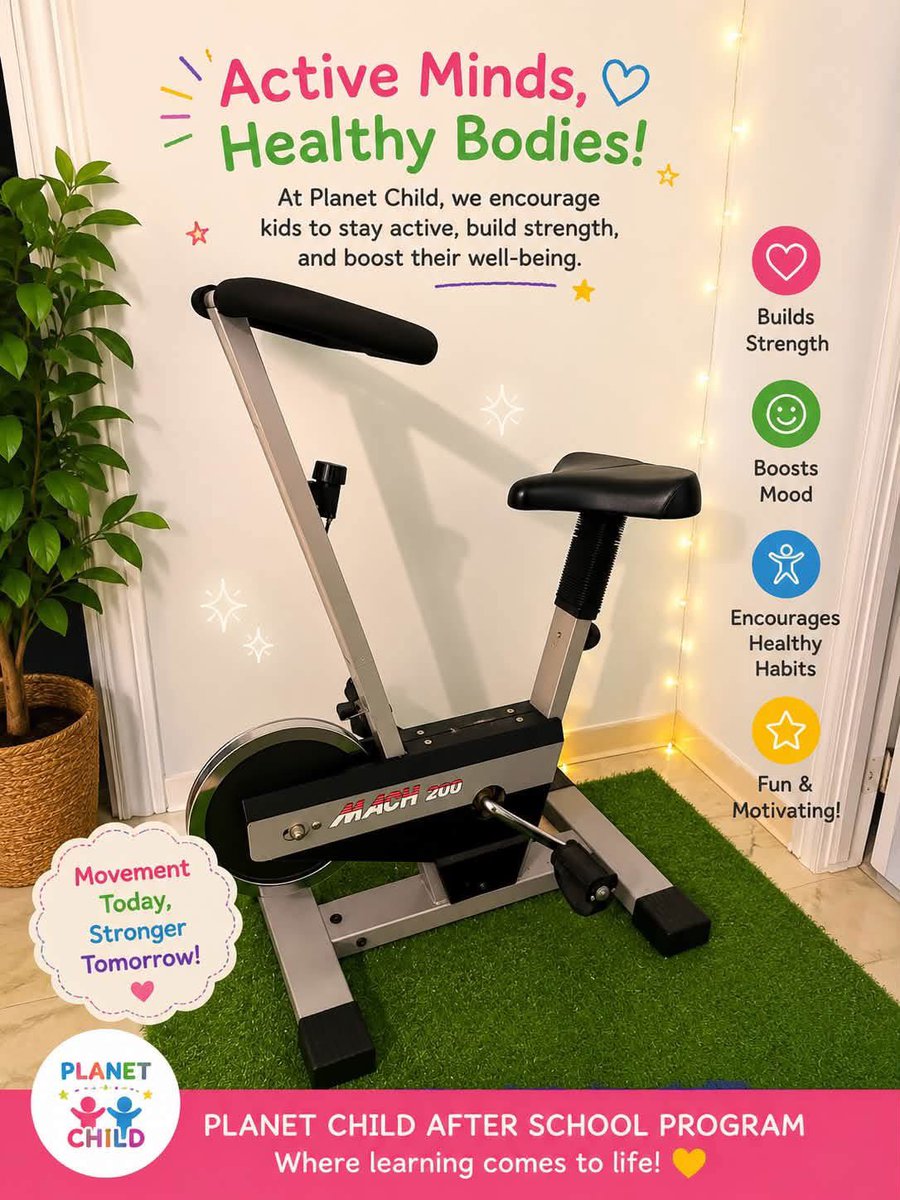 MsJiJionline's tweet photo. 🚴💙 At Planet Child, we’re helping kids build healthy habits—one pedal at a time! Active bodies fuel active minds, boosting strength, confidence, focus, and well-being while making fitness fun. 🌟

#PlanetChild #ActiveKids #HealthyBodiesHealthyMinds #AfterSchool https://t.co/RsD0OI5tDg