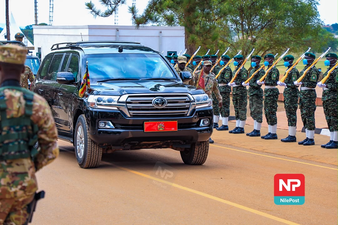 nbstv's tweet photo. President @KagutaMuseveni has arrived at the Kaweweta Basic Military Training School to preside over the pass-out of more than 10,000 Uganda People’s Defence Force (UPDF) recruits.

@francis_isano 

#NBSUpdates #NBSAt18 https://t.co/9IcmOOIAux
