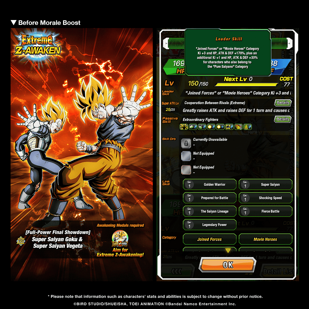 dokkan_global's tweet photo. LR [Full-Power Final Showdown] Super Saiyan Goku &amp; Super Saiyan Vegeta can soon be Extreme Z-Awakened!

After Extreme Z-Awakening, the character's Leader Skill, Passive Skill, Super Attack and Ultra Super Attack will be strengthened! (1/2) https://t.co/pxeDnkvfib