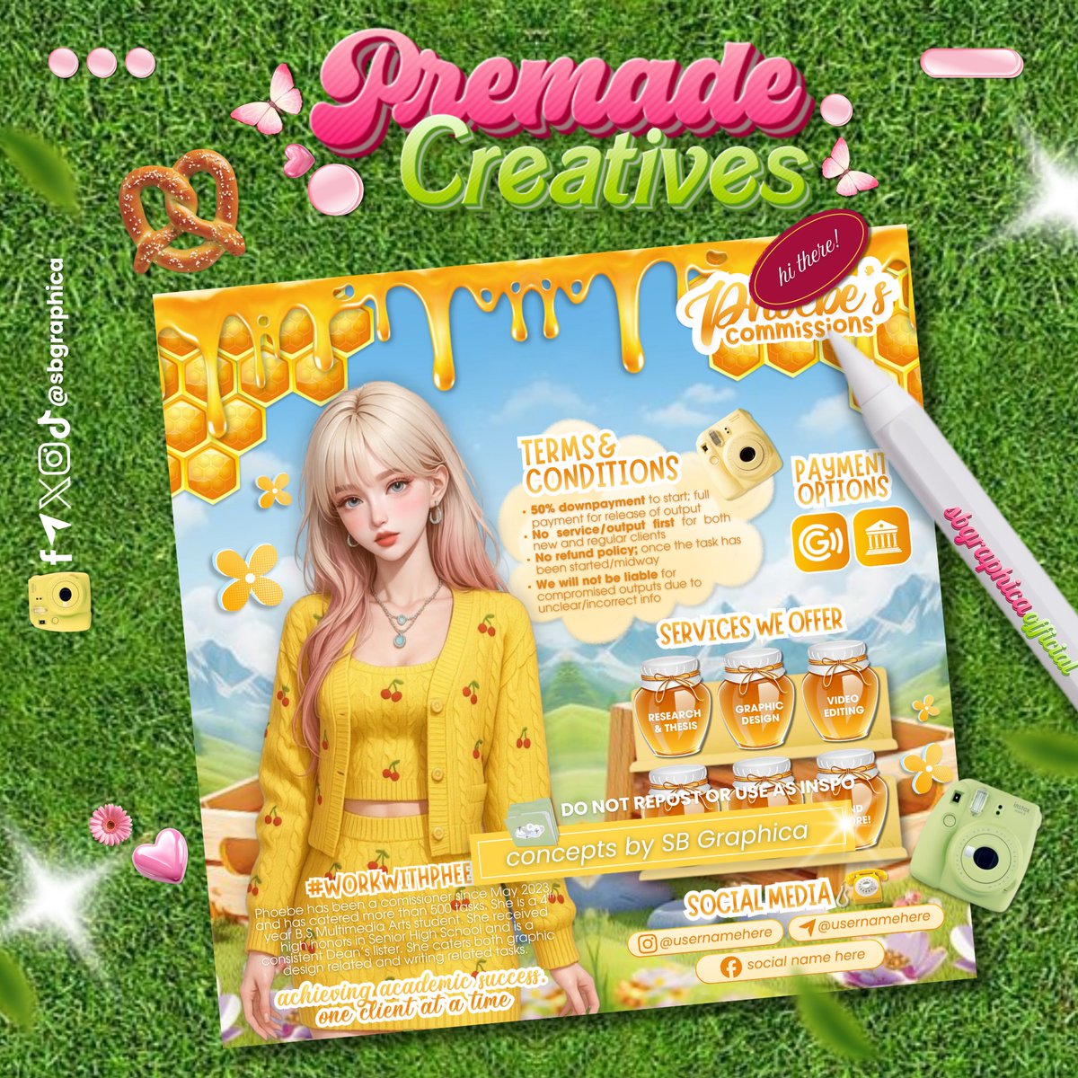 sbgraphica's tweet photo. Flaunting some new premades. Availability date to come soon!🍀💗✨

🔖Tags : commsx commstwt graphic design branding academic commission pubmats https://t.co/UGWZnrV4mk