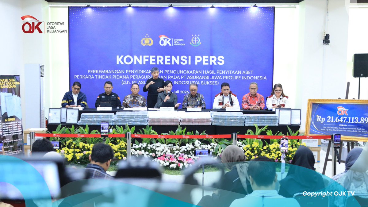 ojkindonesia's tweet photo. Selain itu, dugaan tindak pidana juga mencakup perbuatan sengaja mengabaikan, tidak memenuhi, dan/atau menghambat pelaksanaan kewenangan OJK dalam kurun waktu tahun 2020 sampai dengan 2023. Sebelumnya, OJK telah mencabut izin usaha PT Asuransi Jiwa Prolife Indonesia pada 2 November 2023 setelah perusahaan tidak mampu memenuhi ketentuan tingkat solvabilitas, ekuitas, dan kecukupan investasi serta gagal melaksanakan Rencana Penyehatan Keuangan (RPK).

Penyidik OJK juga telah melaksanakan pelimpahan berkas perkara (Tahap 1) kepada Jaksa Penuntut Umum dan melakukan koordinasi dengan Penuntut Umum untuk melaksanakan Tahap 2, yaitu penyerahan tersangka dan barang bukti yang akan dilaksanakan di Kantor Kejaksaan Negeri Jakarta Selatan pada tanggal 13 Juli 2026.