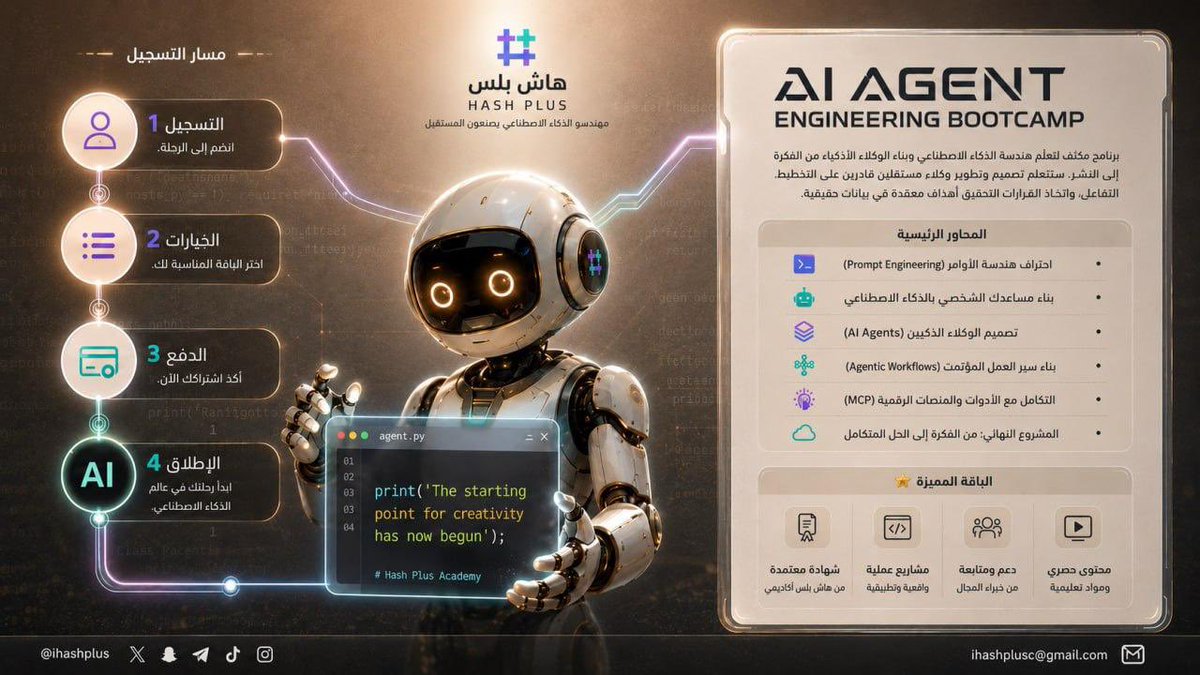 juusthope_'s tweet photo. اكثر تاسك استمتعت وانا اسويه✨
التاسك كان عباره عن تصميم بوستر لهاش بلس للإعلان عن معسكر هندسة وكلاء الذكاء الاصطناعي، كل يوم تكون التجربة امتع اكثر
🤖🔥
#معسكرات_هاش_بلس https://t.co/xQxXMOcSIT