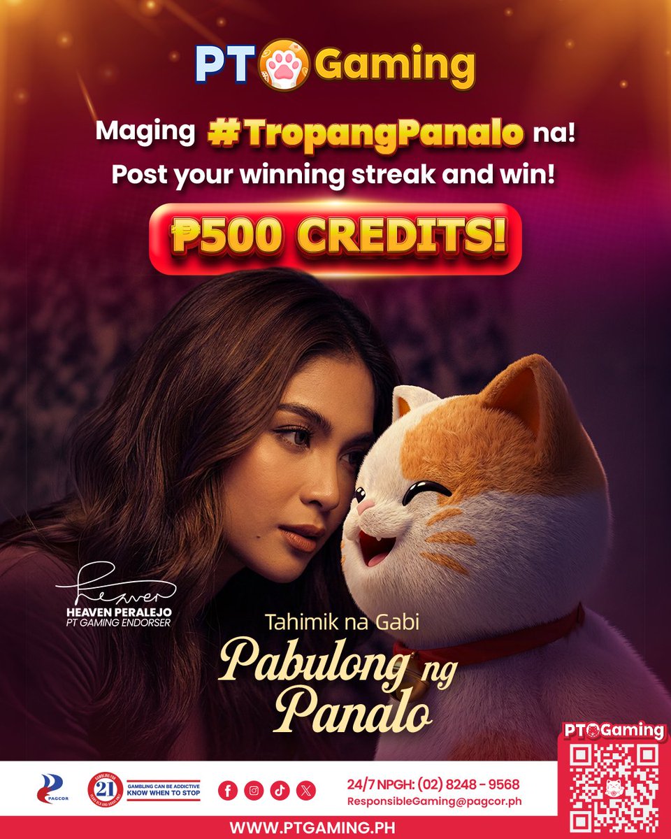 PTGamingph's tweet photo. Pabulong nga ng panalo sabi ni Lucky at Heaven !

Follow these steps to win: 
1️⃣ Join the Tropang PT Gaming Facebook Group:
https://t.co/93H4BKOyvi
2️⃣ Follow the PT Gaming Official Facebook Page:
https://t.co/AfQK0gDWhI
3️⃣ Share your winning moment!
Comment with:
✅ Screenshot of your winnings
✅ Your User ID
✅ Hashtag #TropangPanalo
✅ Tag 3 Tropang PT Gamers
4️⃣ 5 winners will be given out P100 credits each weekly.

Promo Period:
📅 July 9, 2026 – July 16, 2026

💰 Download now to get ₱160,580 new player bonus & 1.5% unlimited cashback +2% slot return
iOS and Android: https://t.co/Ga7k986TiQ | Website: https://t.co/IaOSBYxvYI

#PTGaming #PTGamers  #NanahimikDahilPanalo #WinningStreak #OnlineGames #PabulongngPanalo