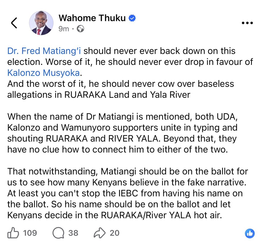 Naomikibandi's tweet photo. Matiangi will be on the ballot come 2027.
We must experience his leadership.
He’s the change.
FOM-2027
#MatiangiNiMsafi https://t.co/lReuKajxVa
