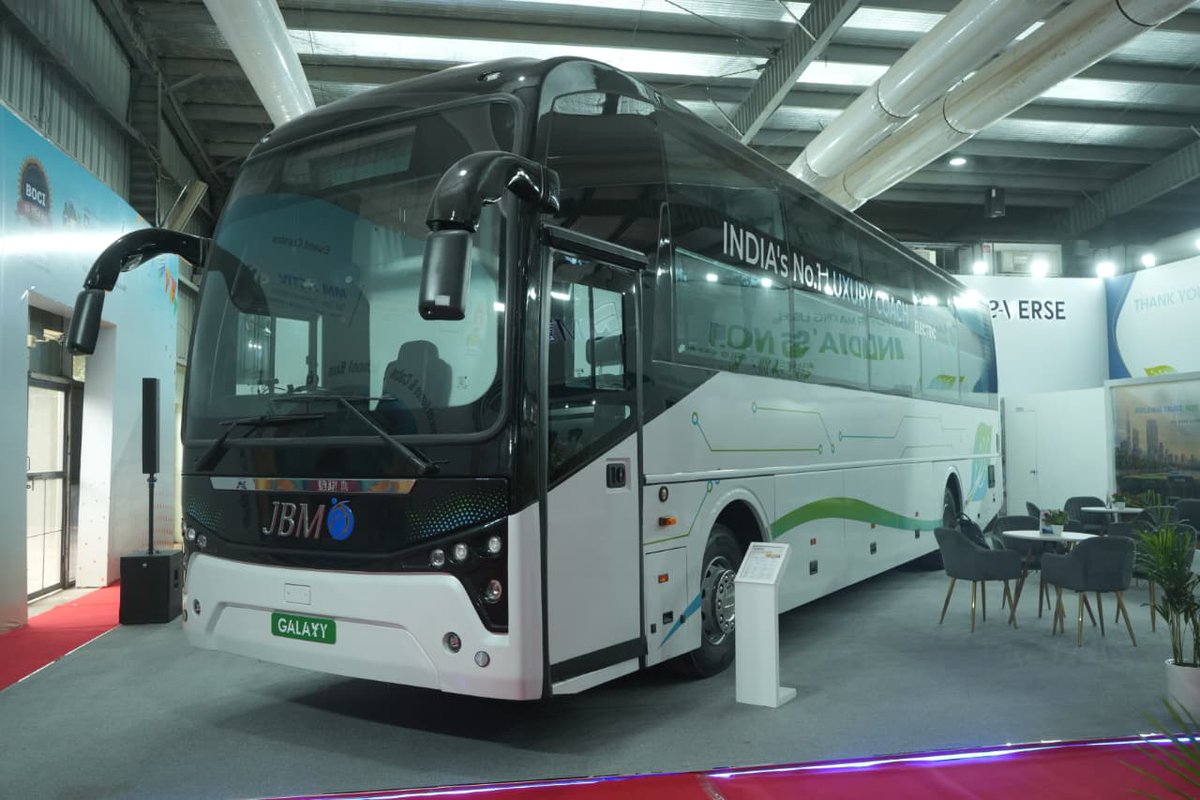 JBMAuto's tweet photo. Prawaas 5.0 has begun, and so has a new chapter in luxury electric mobility.

Experience the JBM Galaxy, India’s No.1 Luxury Electric Coach.

Visit us: Hall 1, Stall 101/A | 09–11 July | HEC, Gandhinagar
#JBMGalaxy #Prawaas2026 #ElectricMobility https://t.co/kibx1m4DA9