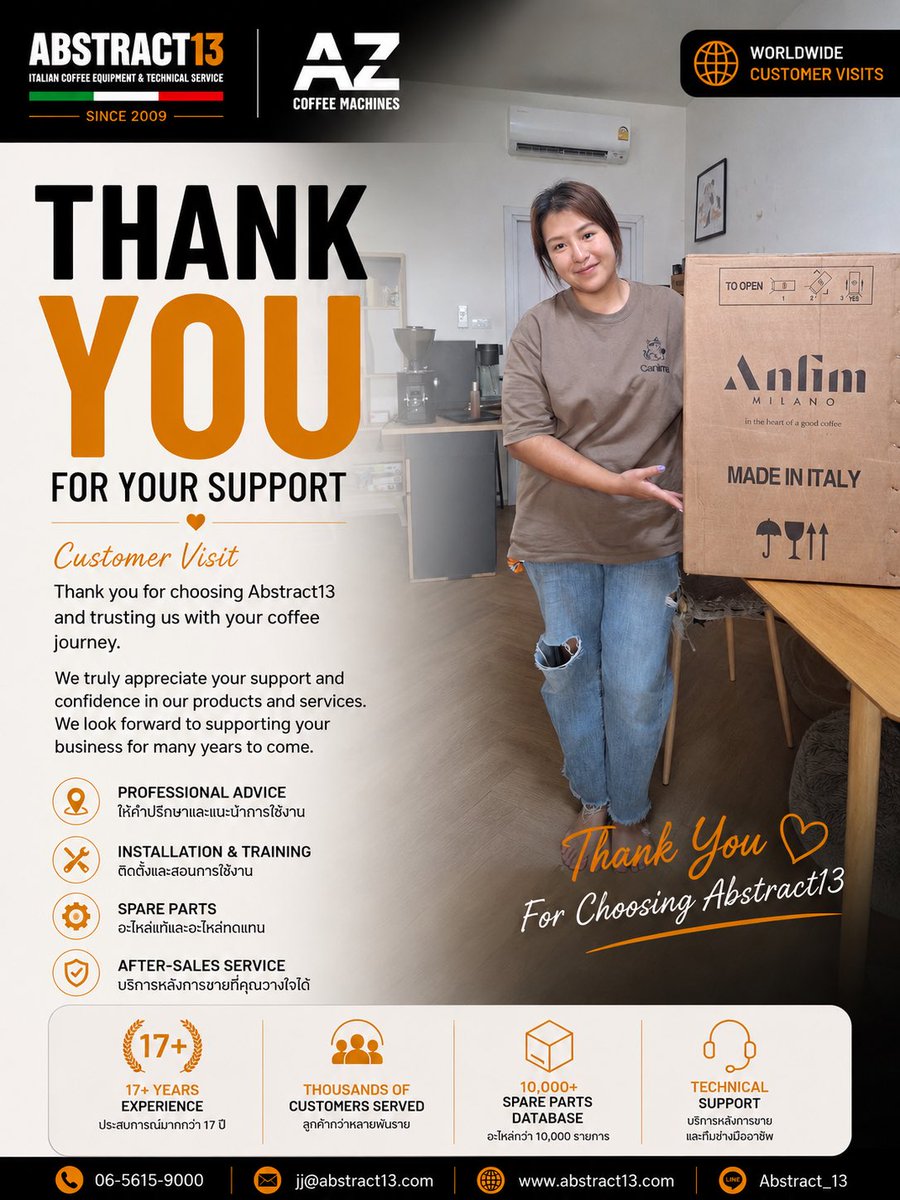 Abstract135's tweet photo. 🙏 Thank you for choosing Anfim SCODY II 🇮🇹
Another successful delivery by Abstract13.

Italian coffee equipment, technical support, spare parts &amp; after-sales service.

🌐 https://t.co/RnLNnWHpXd
📲 WhatsApp: +66 83 292 4891
📧 jj@abstract13.com

#Anfim #AnfimSCODYII #abstract13 https://t.co/ikuXVnlfSm