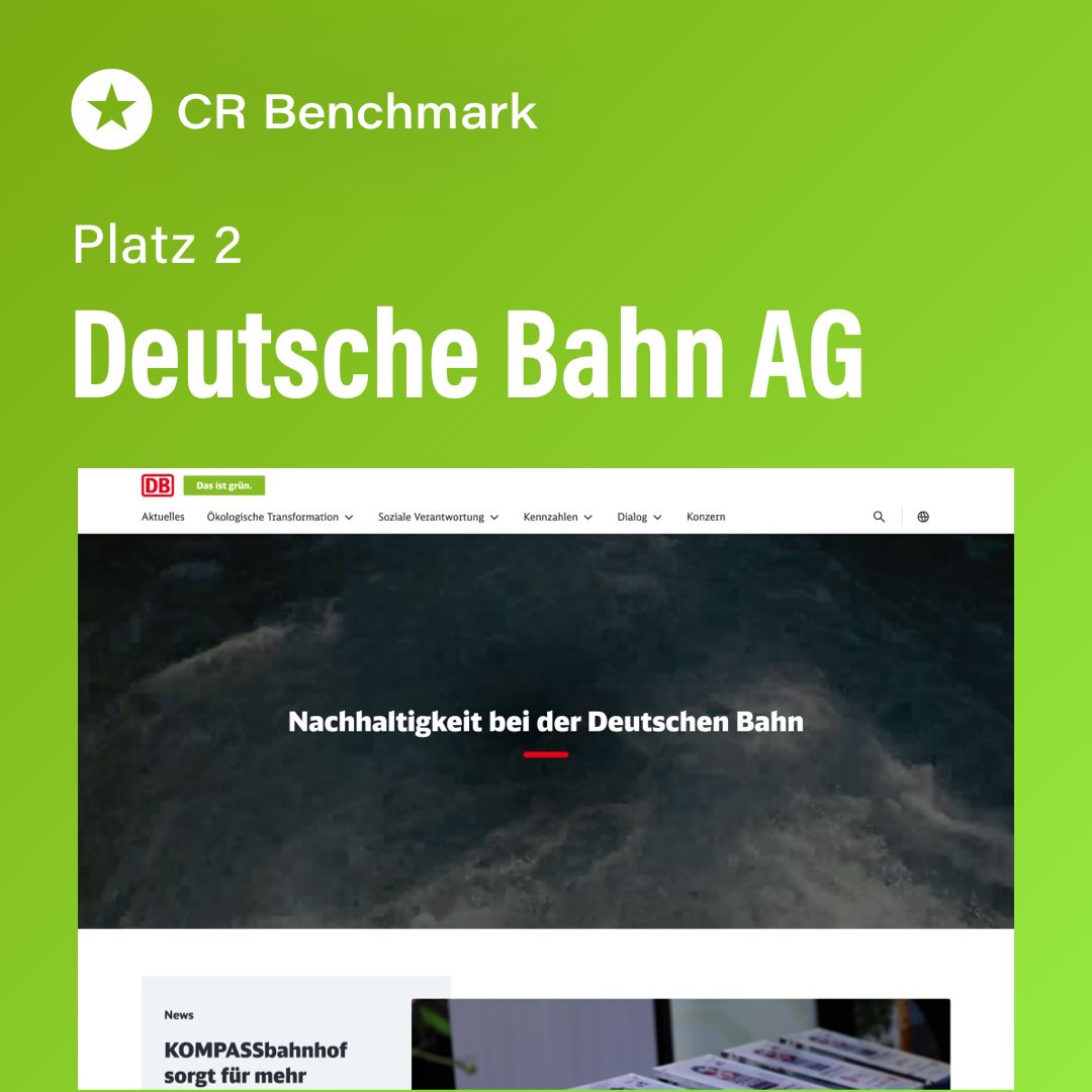 NetFed's tweet photo. Platz 2 im CR Benchmark 2026: Deutsche Bahn. Ökologie und Gesellschaft werden konsequent zusammengedacht. Glückwunsch! #CRBenchmark2026 https://t.co/pBIJiv5b7a