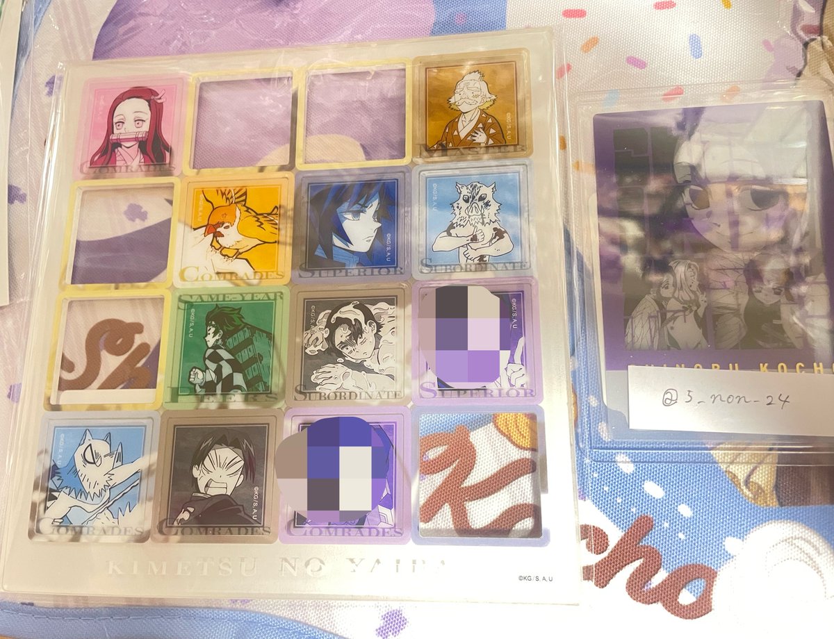 5_non_24's tweet photo. 【交換】 「絆」アクリルタイルステッカー A B キメツ学園

譲)冨岡義勇 竈門炭治郎 竈門禰豆子 我妻善逸 嘴平伊之助 村田 矢琶羽 朱紗丸 チュン太郎 桑島慈悟郎

求)同種胡蝶しのぶ A、B、キメツ学園どれでも

ご縁がございましたらよろしくお願いいたします https://t.co/lyy9xwYBEt